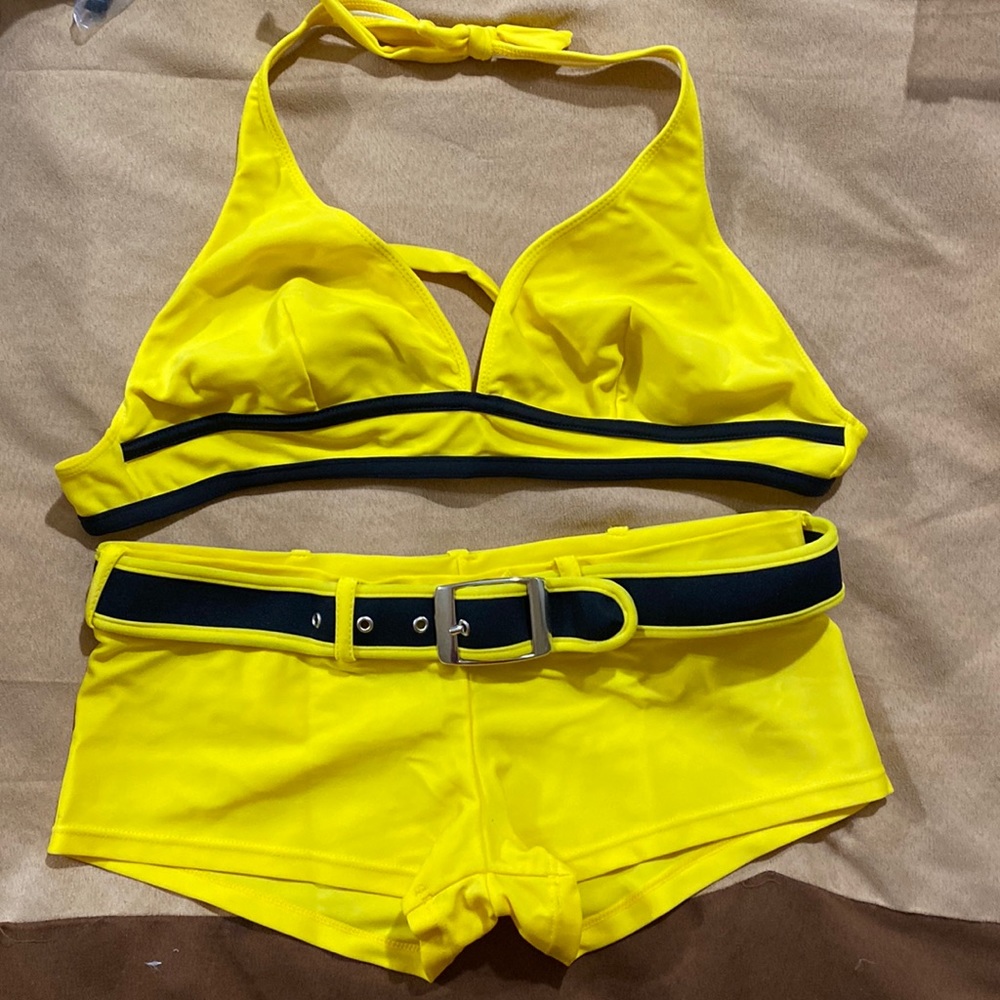 Yellow Booty Shorts Swimsuit Lingerie Sexy Rave Punk